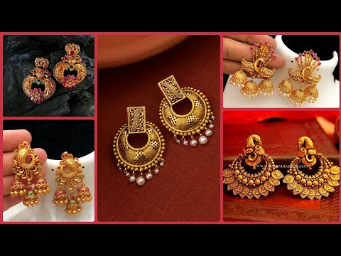 Traditional South Indian Light Weight Gold Earrings Design/Gold Jhumka, Hoop Earrings Collection