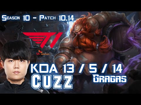 T1 Cuzz GRAGAS vs LEE SIN Jungle - Patch 10.14 KR Ranked