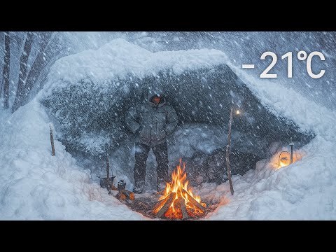 Extreme Winter Survival in Heavy Snowstorm | 3 Days Alone , Catch and Cook