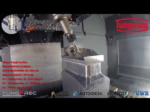 Pocketing EN24T with 10mm TungForceRec from Tungaloy using PowerMill