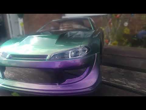 Tamiya Iridescent Paint Purple and Green PS-46 first view outside in the sunshine