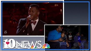 Chris Blue&#39;s family watches his Voice Live Playoffs performance