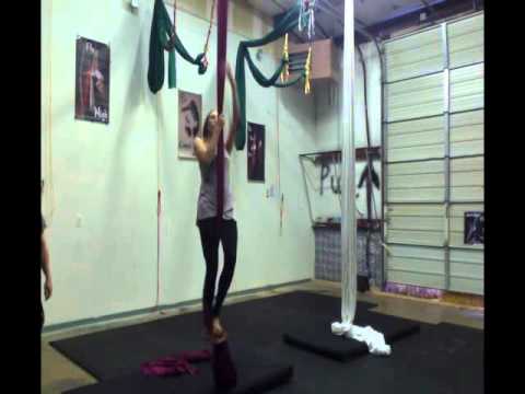 Aerial Silk Student gets Climb