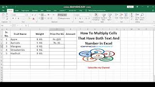 How to Multiply Cells That Have Both Text and Number in Excel