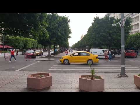 Caminhada na Avenida Habib Bourguiba em Tunis, Tunísia 🇹🇳 4k ||