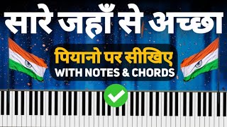 Sare Jahan Se Accha Piano Tutorial (Slow, Easy, Step By Step and With Notations & Chords )
