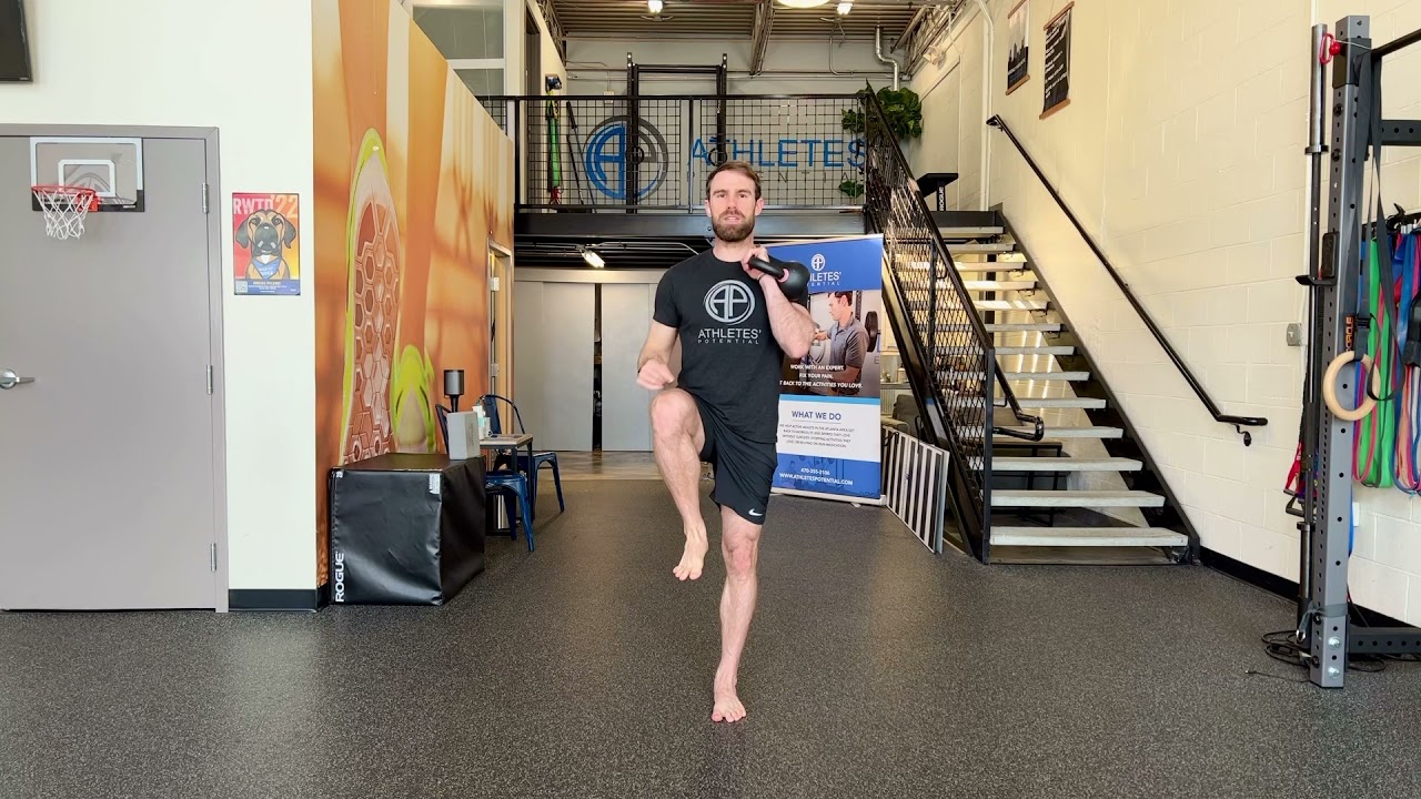 Single arm overhead press, single leg balance; upper body strength work for runners - YouTube