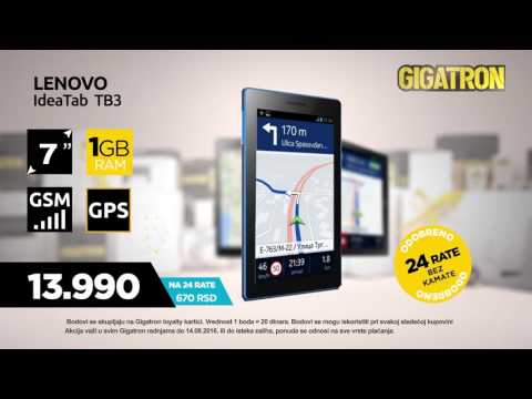 Sjajna ponuda Lenovo tableta sa GPS navigacijom plus poklon Gigatech auto nosač