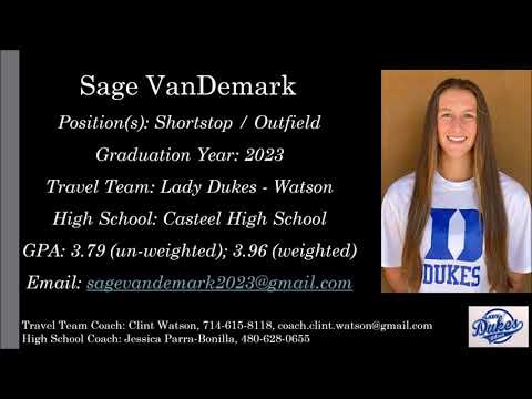 Sage VanDemark Softball Skills Video - 2023 Shortstop OF