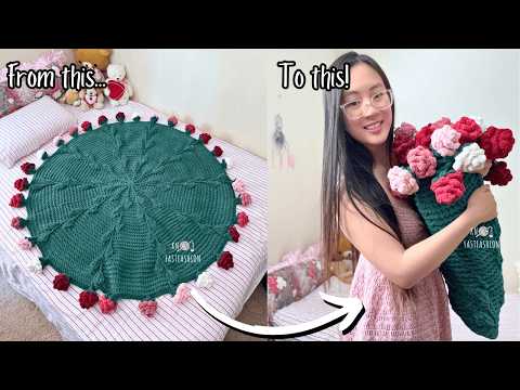 This Blanket Rolls into a Bouquet of Roses! | Crochet Tutorial | #EnchantedRosesBouquetBlanket