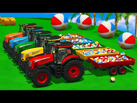LOAD AND TRANSPORT BEACH BALLS WITH MASSEY FERGUSON TRACTORS - Farming Simulator 25