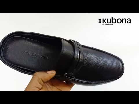 Black Filippo Italian Leather Men Half Shoe Slippers
