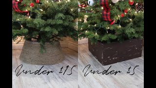DOLLAR TREE RUSTIC  CHRISTMAS TREE STAND COLLAR | FAUX WOOD BOX CHRISTMAS TREE STAND COVER