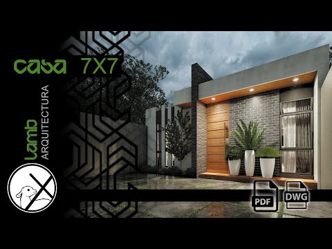 PLANO CASA PEQUEÑA MODERNA 7X7 49M2 CON PDF/DWG ( SMALL HOUSE DESIGN FLOOR PLAN)