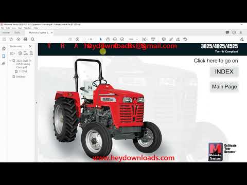 Mahindra Tractor 25 Series 3825 4025 4525 Tier IV Compliant Operators Manual