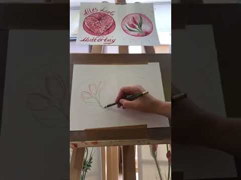 Alles Liebe  zum Muttertag / Postkarte selber gestalten / Aquarellmalerei /