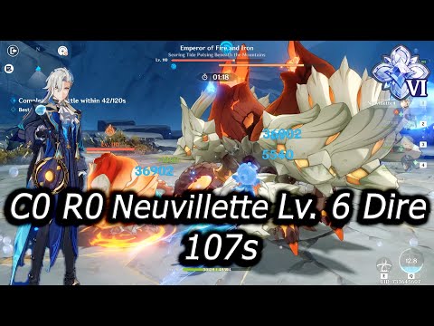 C0 R0 Neuvillette Lv.6 Dire 107s 6.3 Luna 4 Stygian Onslaught Mode  Genshin Impact