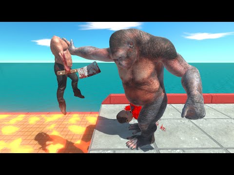 Big Goro pushes all units into the lava trap - Animal Revolt Battle Simulator
