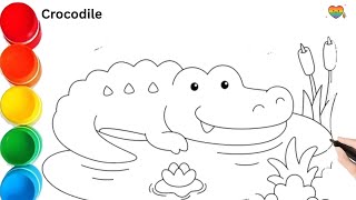 How to draw Crocodile easy step by step for beginners