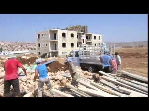 mixing concrete, moving bricks, blocks and tiles