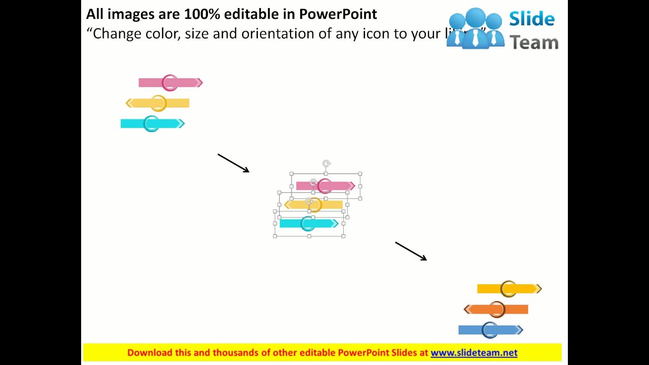 three directional arrows with icons flat powerpoint design