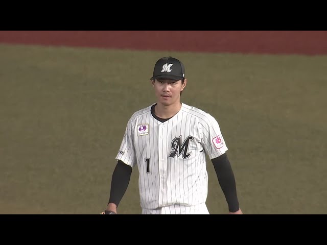 【4回表】強肩発動!! マリーンズ・藤原恭大 素早い送球でライトゴロを成功させる!! 2025年4月16日 千葉ロッテマリーンズ 対 北海道日本ハムファイターズ