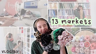 market restock making 100 bows and scrunchies + i booked in 13 markets! craft fair STUDIO VLOG 133