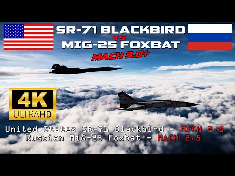 Unexpected Encounter - A Russian MiG-25 Foxbat conducting a top-speed run meets an SR-71 Blackbird