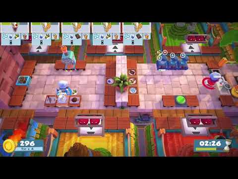 Overcooked 2 - Sun's Out Buns Out DLC - Level 1-2 - 4 Stars - 2 Player co-op