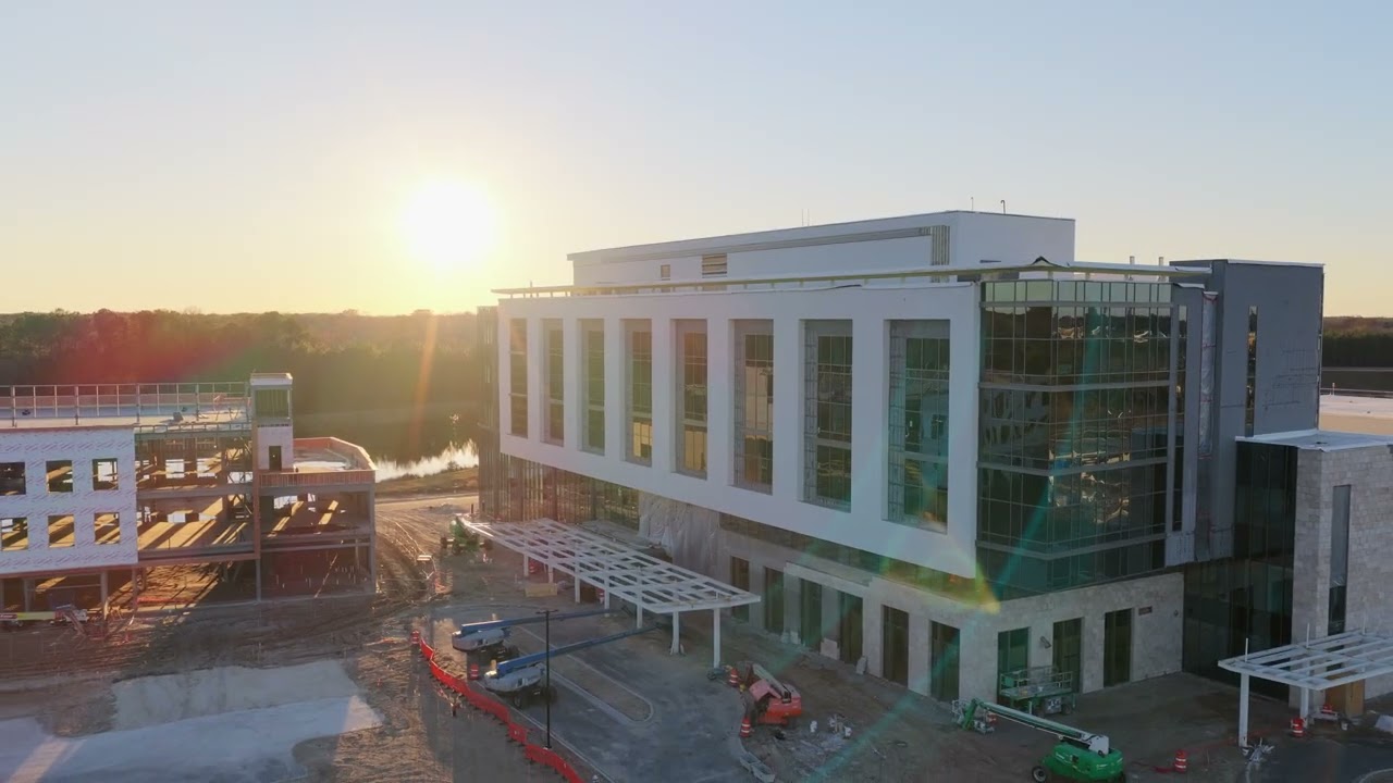 Video preview image: Drone footage of the construction of UF Health Durbin Park campus.