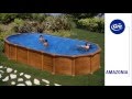 Piscine acier Gré aspect bois Amazonia ovale Piscine acier Gré aspect bois Amazonia ovale