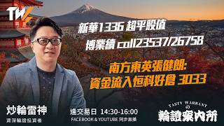 新華1336 超平股值 博業續 call23537/26758 南方東英張健朗:資金流入恒科好倉 3033｜雷神 Lino｜Tasty Warrants 2026-04-29