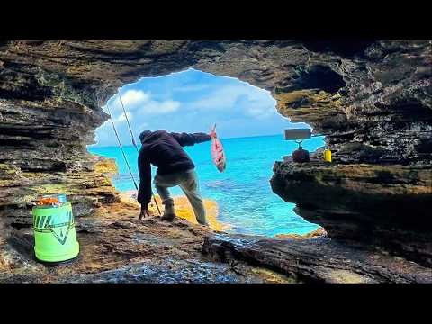 Catching & Cooking Fresh Fish in a CAVE! + INTENSE  Monster Showdown!