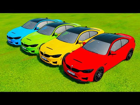 TRANSPORTING BMW M4 WITH BIG TRACTORS JOHN DEERE DEATH RUN PARKOUR #36 - Farming Simulator 22