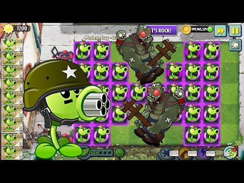 Plants vs Zombie 2 Repeater Max Lever Vs ALL GarGantuar