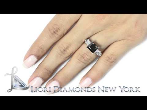 BDR-SOLD-055 - 3.07 Carat Princess Cut Natural Black Diamond Engagement Ring 14k White Gold