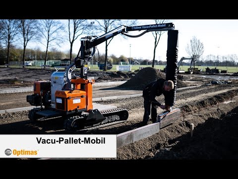 Bord- und Rinnensteine setzen mit dem Optimas Vacu-Pallet-Mobil/Placing kerbs + gutter stones