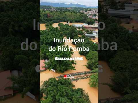 A cidade de Guarani/MG sofre hoje com uma cheia do Rio Pomba