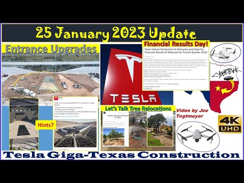 Financial Results Day & Main Entrance Clues! 25 January 2023 Giga Texas Construction Update(07:35AM)