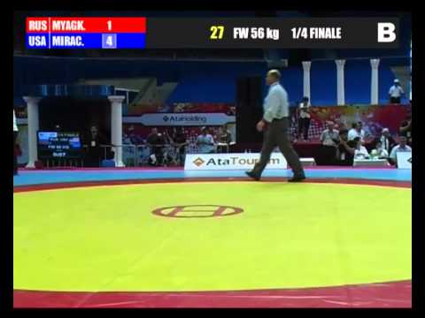2012 Cadet Worlds 56kg - Kayla Miracle (USA) vs. Ekaterina Myagkova (RUS)