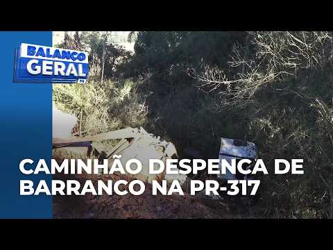 Susto na rodovia: caminhão despenca em barranco na PR-317 entre Toledo e Ouro Verde do Oeste