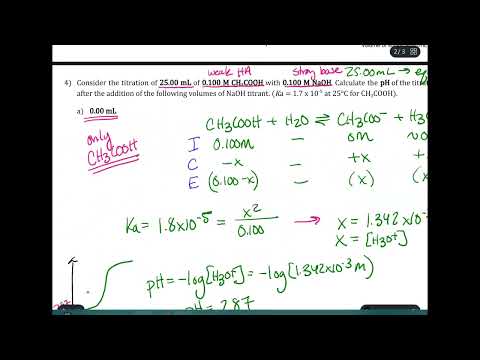 Solving for pH --- Weak Acid/Strong Base Titration