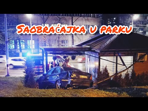 Saobraćajna nesreća - uleteo vozilom u park - Banovo brdo - Beograd, Čukarica, ul. Požeška