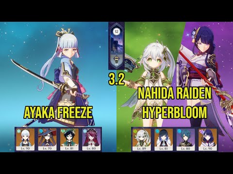 (F2P) C0 AYAKA Freeze & C0 NAHIDA RAIDEN Hyperbloom | 3.2 Spiral Abyss Floor 12 | Genshin Impact