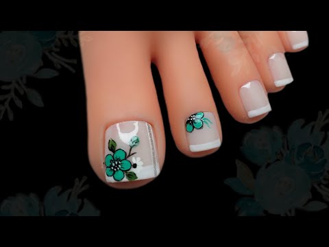 UÑAS decoradas con flor color MENTA #nailart