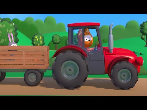 Едет трактор по деревне,  Машины и животные - Котёнок Котэ 3D - Песенки для детей