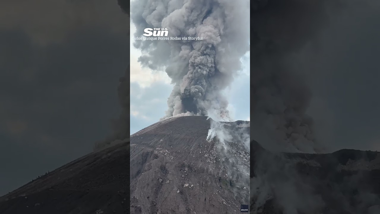 Tourists flee ERUPTING volcano 🤯 🌋