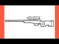How to draw AWM from PUBG easy / drawing awp sniper rifle cs go gun step by step