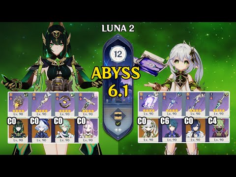 C0 Nefer Without Lauma & C0 Nahida Hyperbloom | Spiral Abyss 6.1 | Genshin Impact 【原神】
