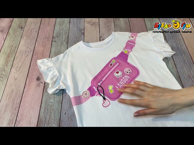Футболка Lanson Kids с рюшами на рукавах и принтом белая - видео